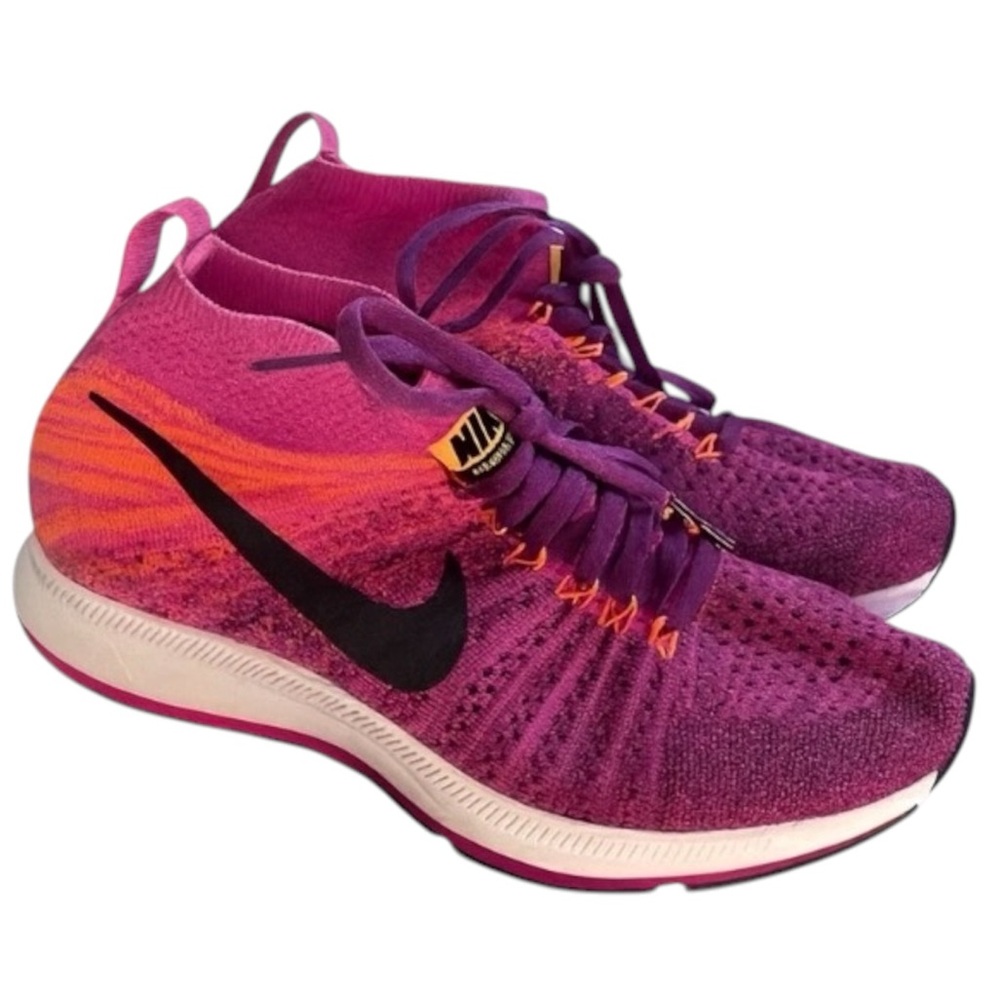 Nike Air Zoom Pegasus All Out Flyknit GS Pink Orange Athletic Sneakers 5Y (W6.5)